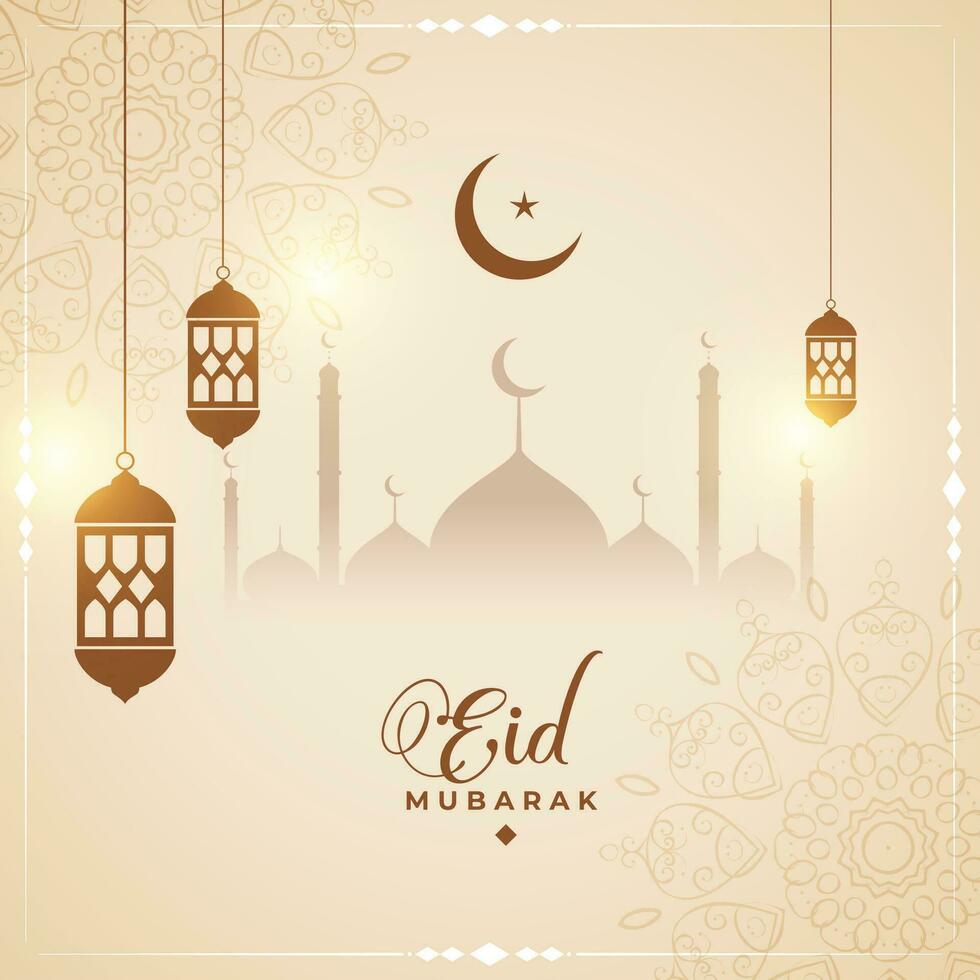 cultural eid mubarak card design background vector