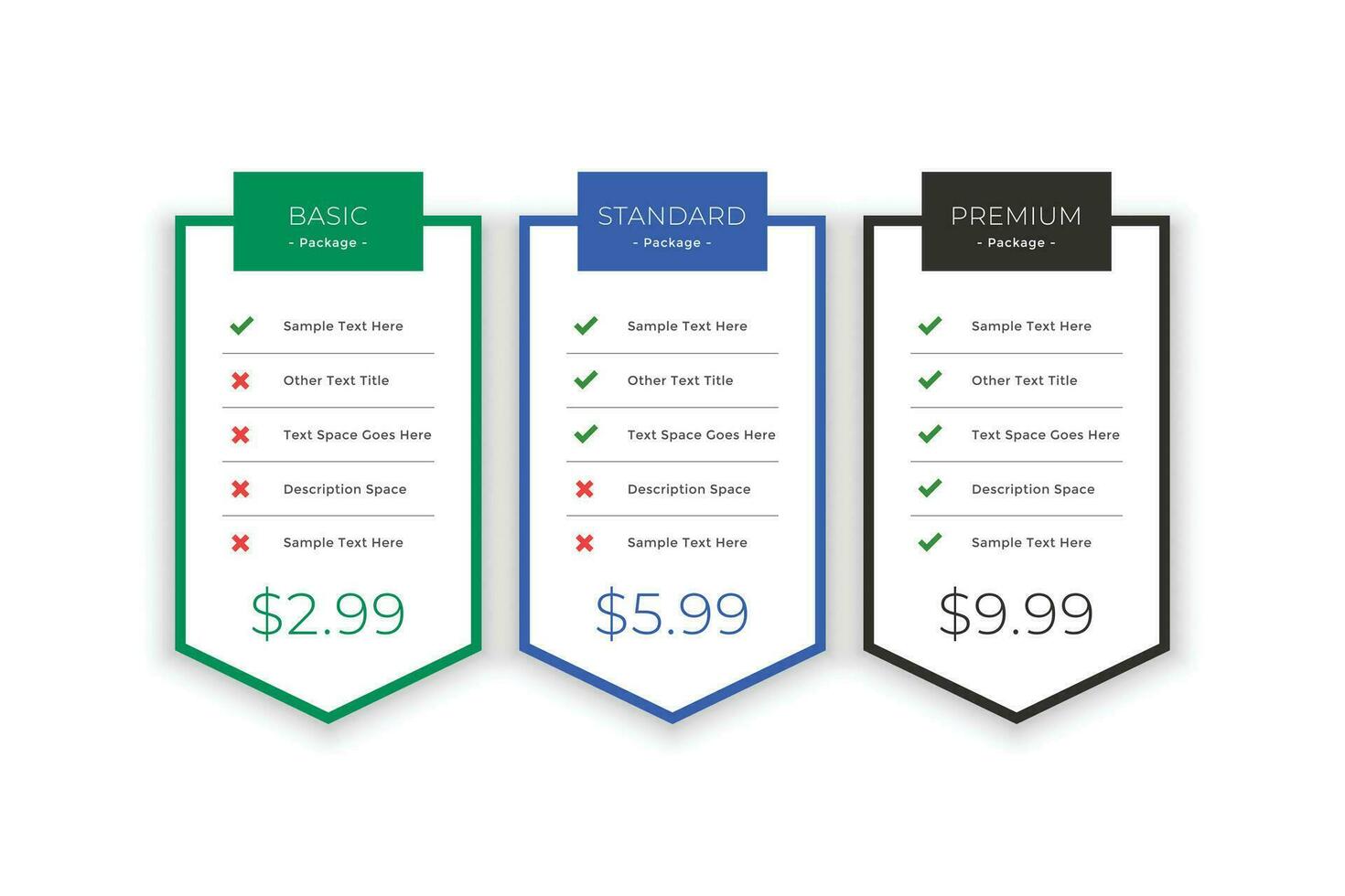 plans and pricing template for your business vector