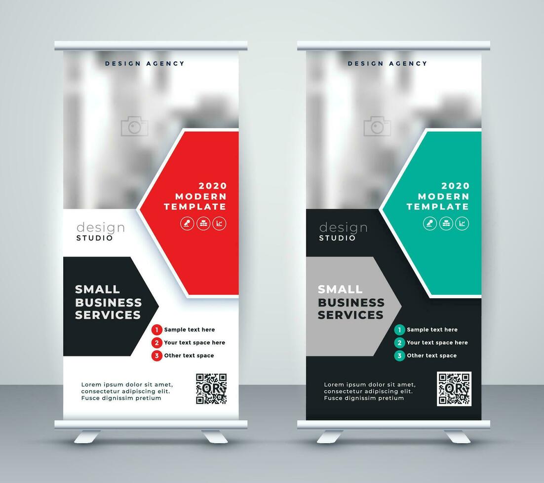 stylish roll up banner stand modern design vector