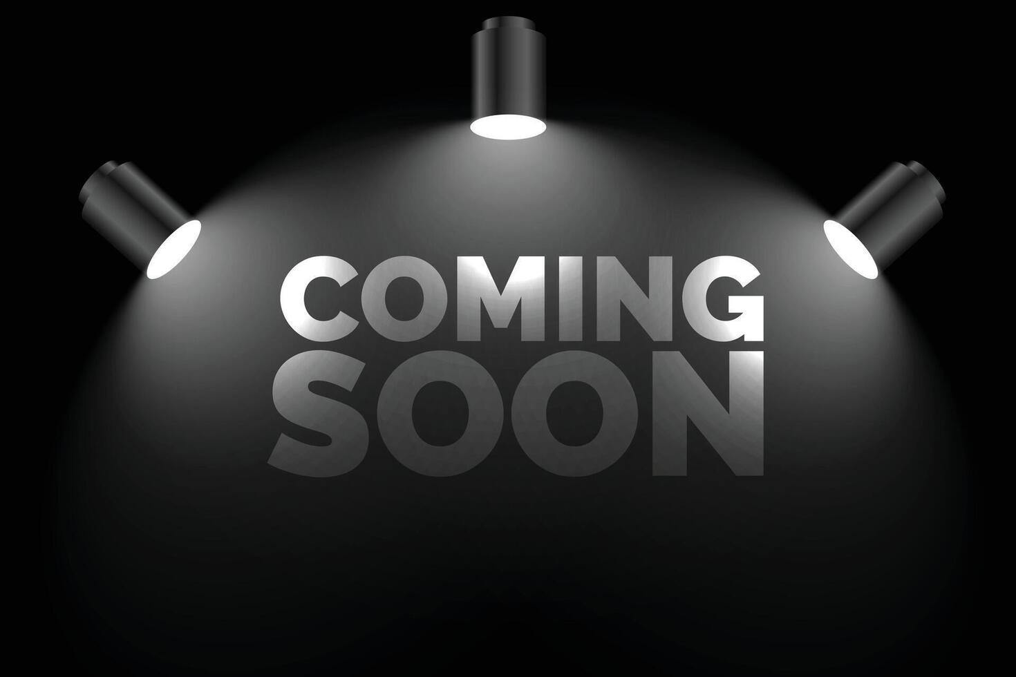 coming soon background with three focus lights vector