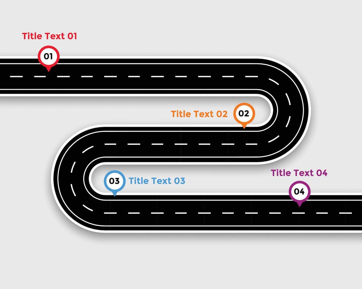 pathway infographic template with winding road vector