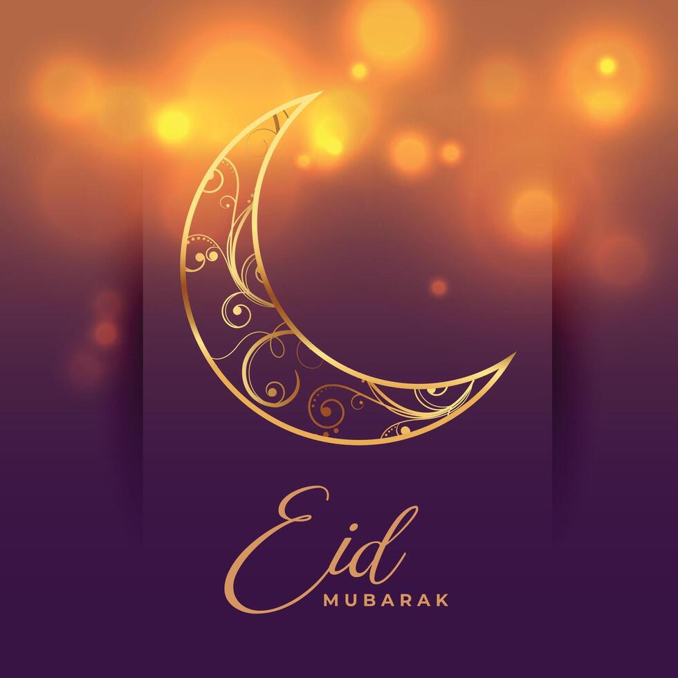 beautiful crescent moon eid mubarak islamic card design vector