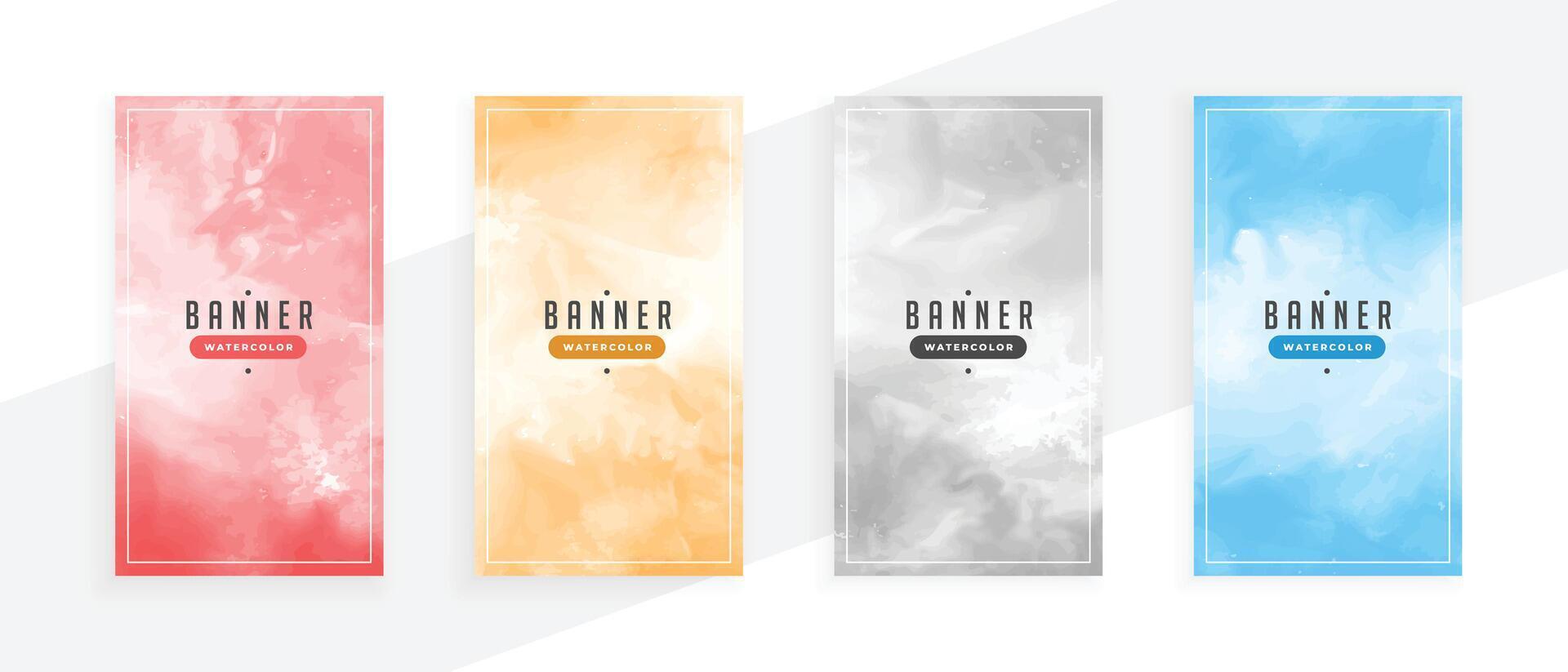 hand painted watercolor abstract banners vector