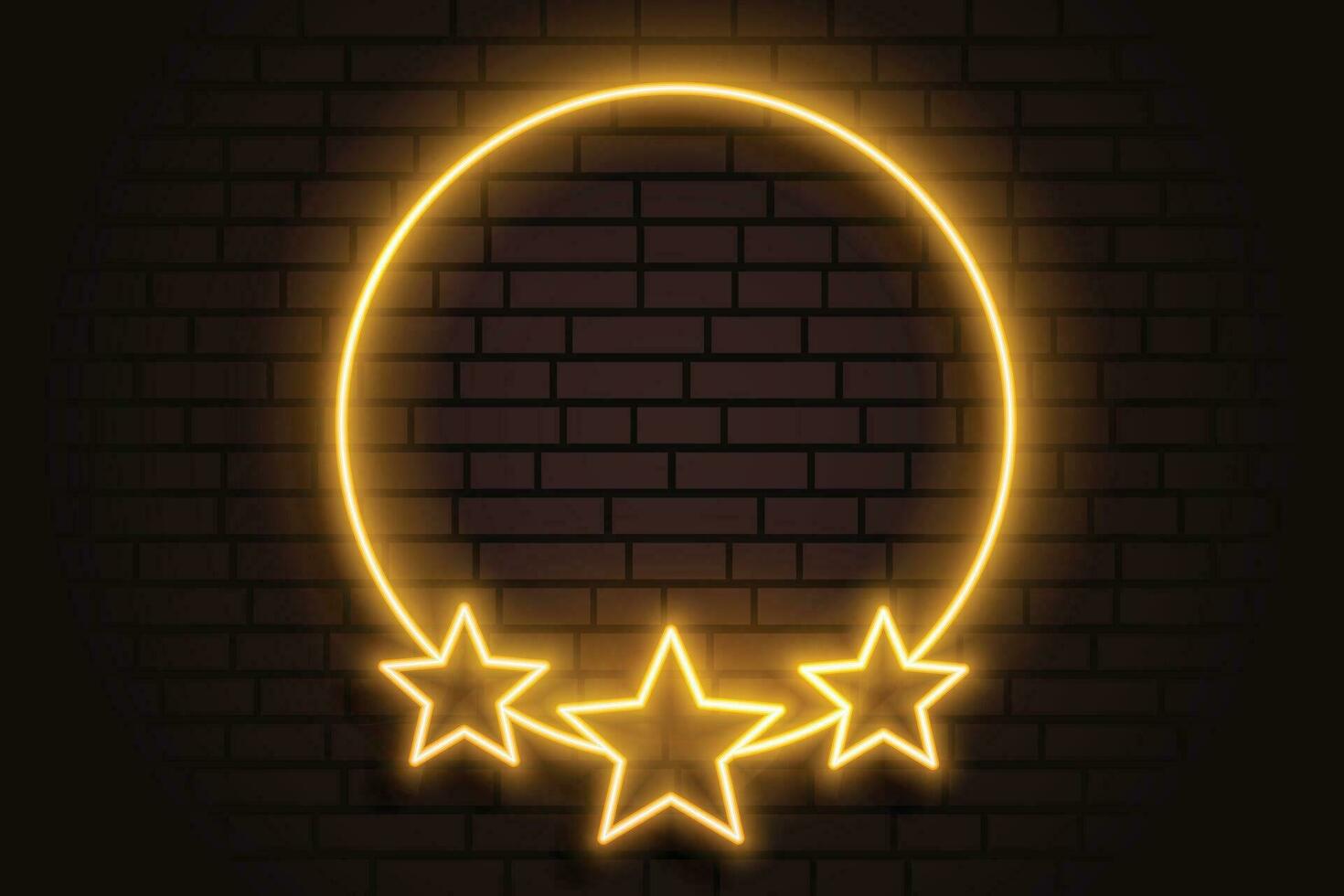 golden neon circle frame with stars background vector