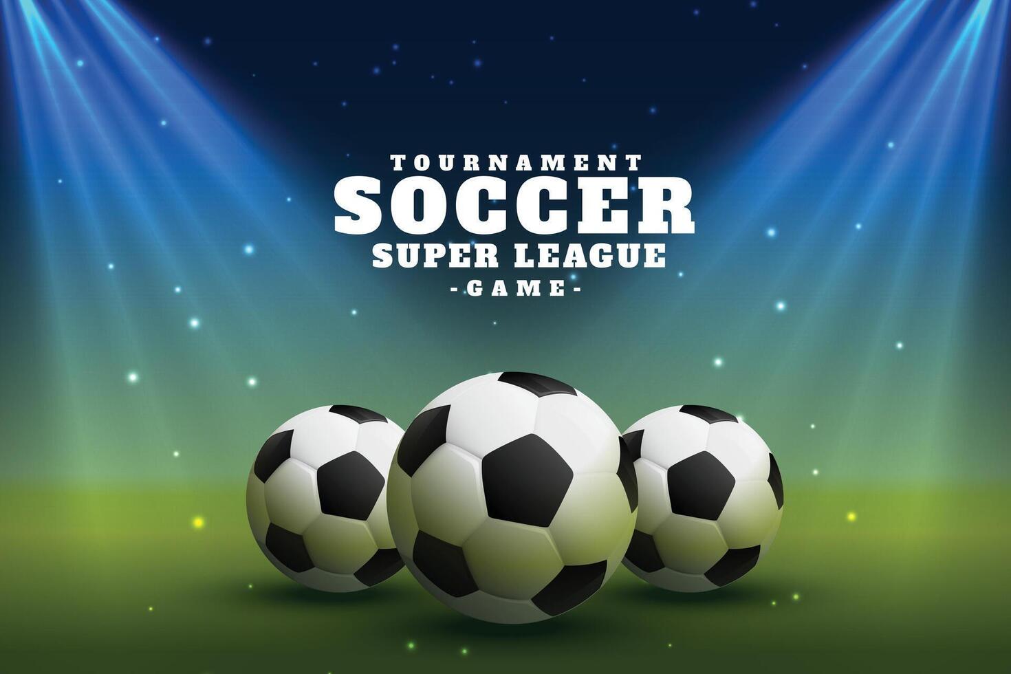 realistic soccer football league background with spot focus lights vector