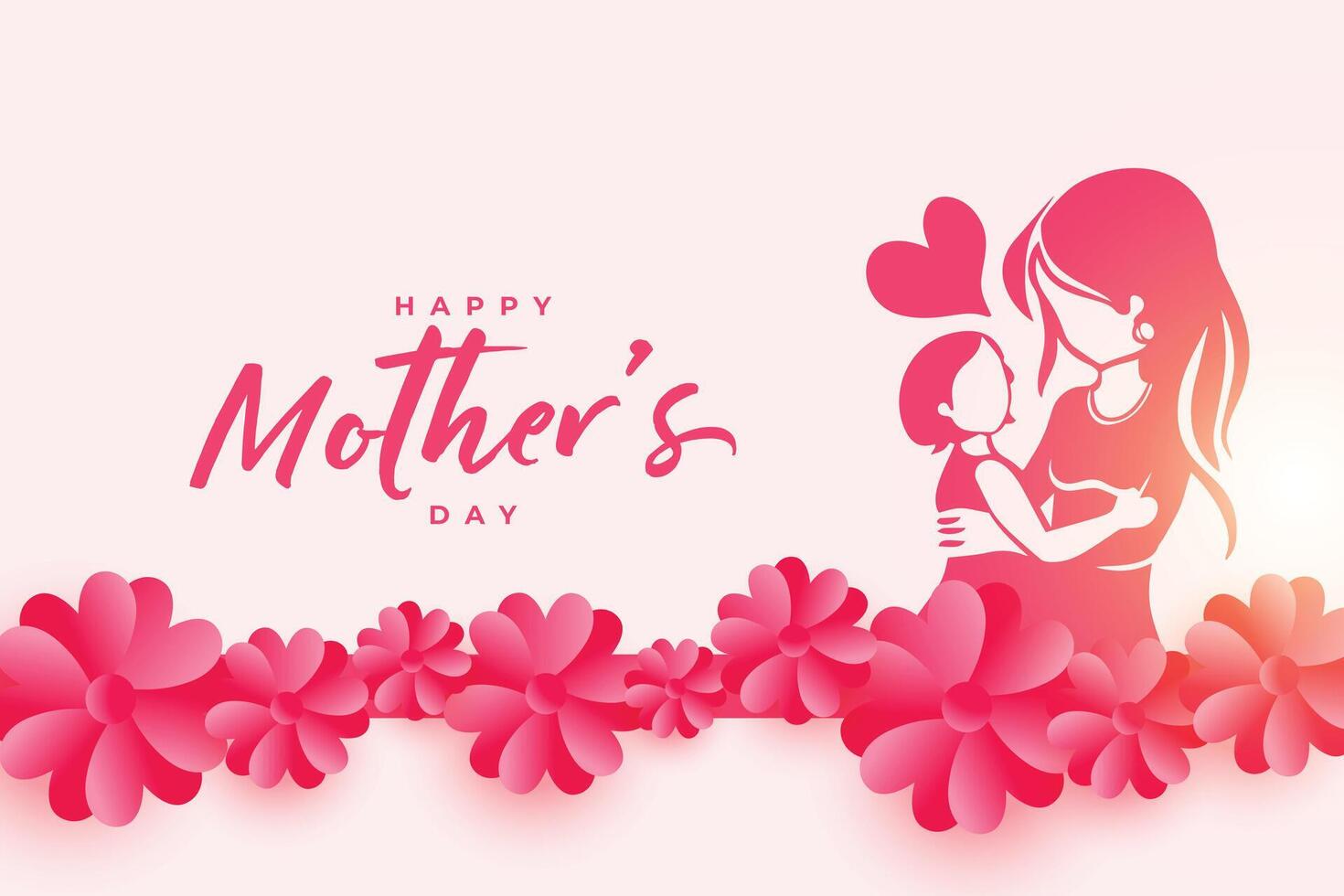 happy mothers day event poster with mother and child vector