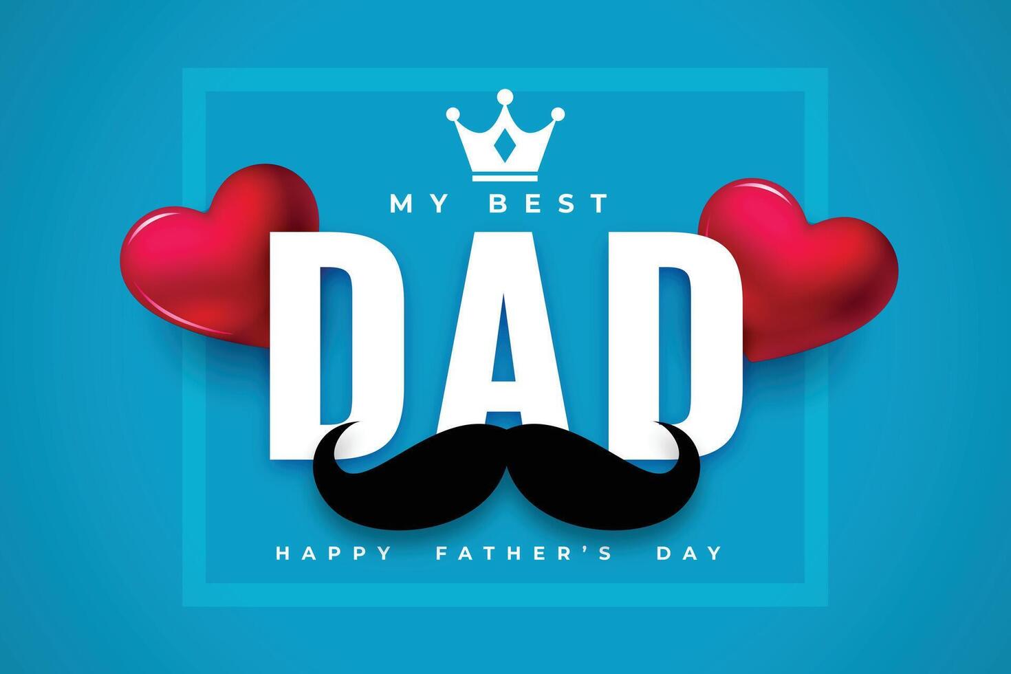 realistic happy fathers day blue card vector