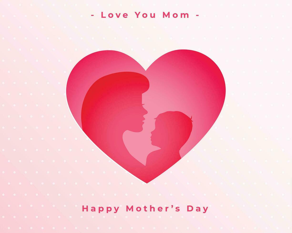 happy mothers day love heart mom and child background vector