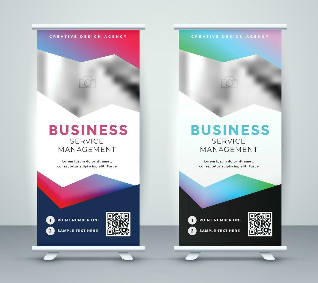 abstract roll up stand modern banner design vector