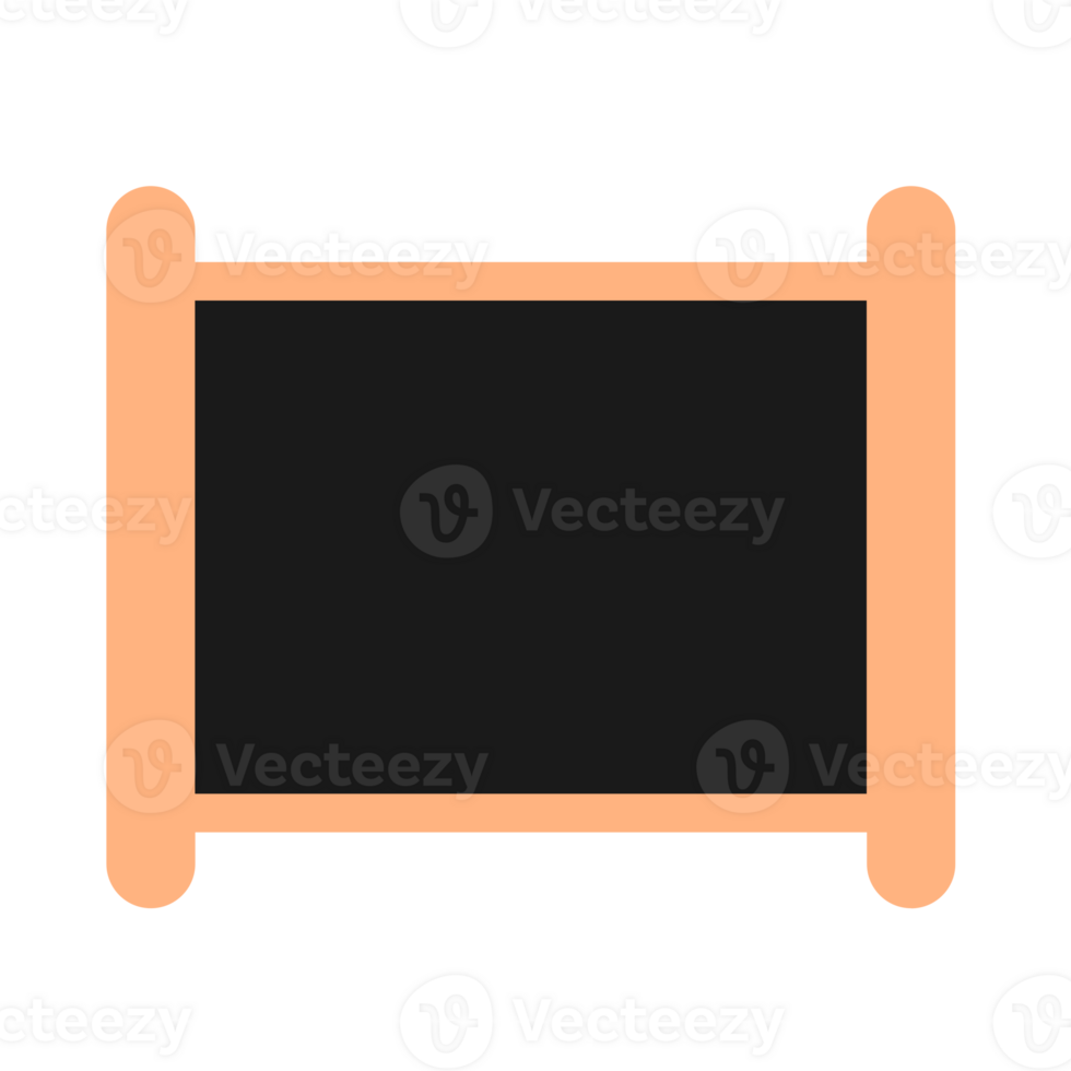 Blackboard in wood frame isolated on transparent background. Empty chalkboard for restaurant menu or school class. png