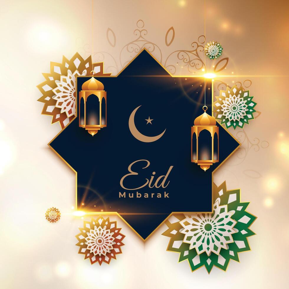 eid mubarak festival greeting design vector