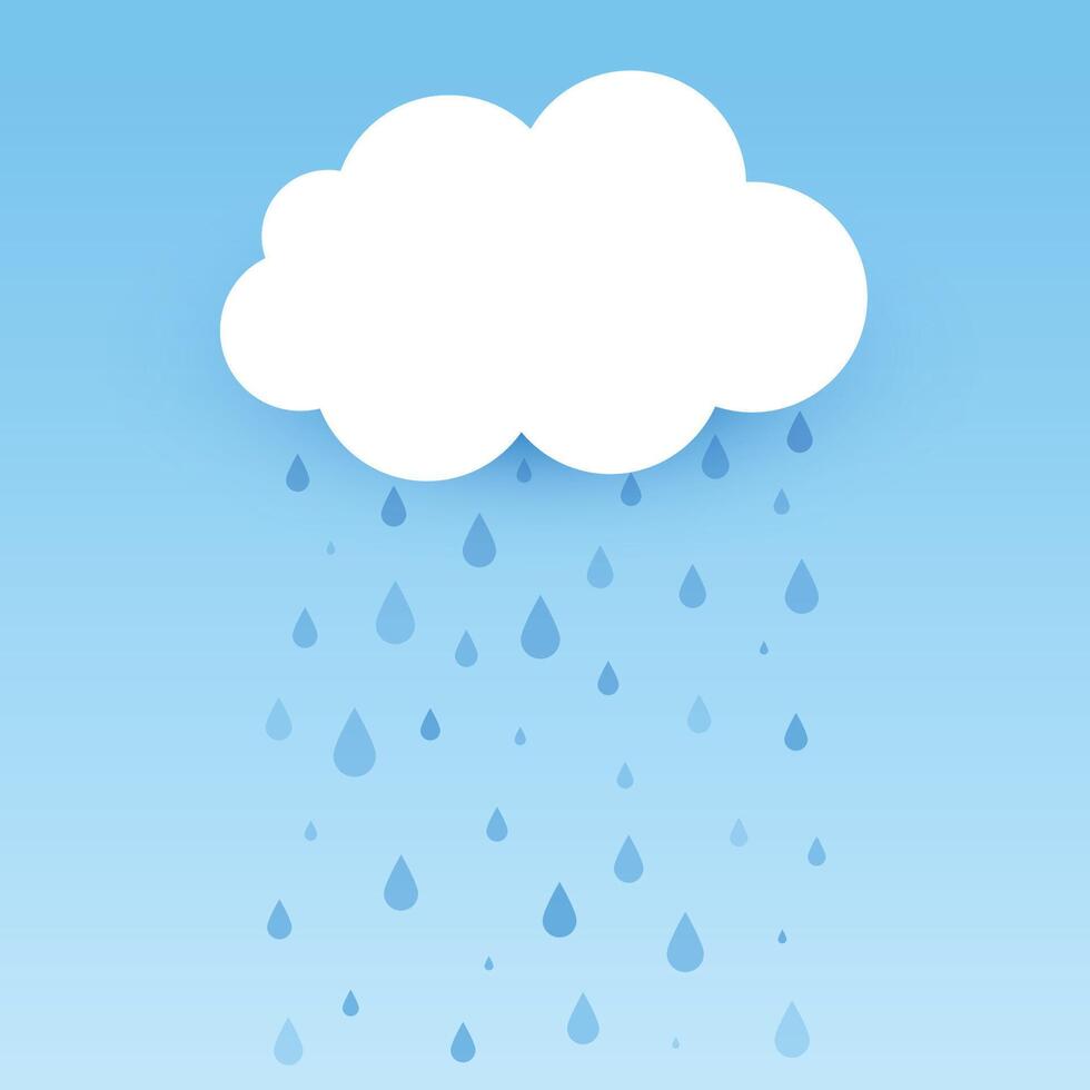 flat cloud with falling rain background vector