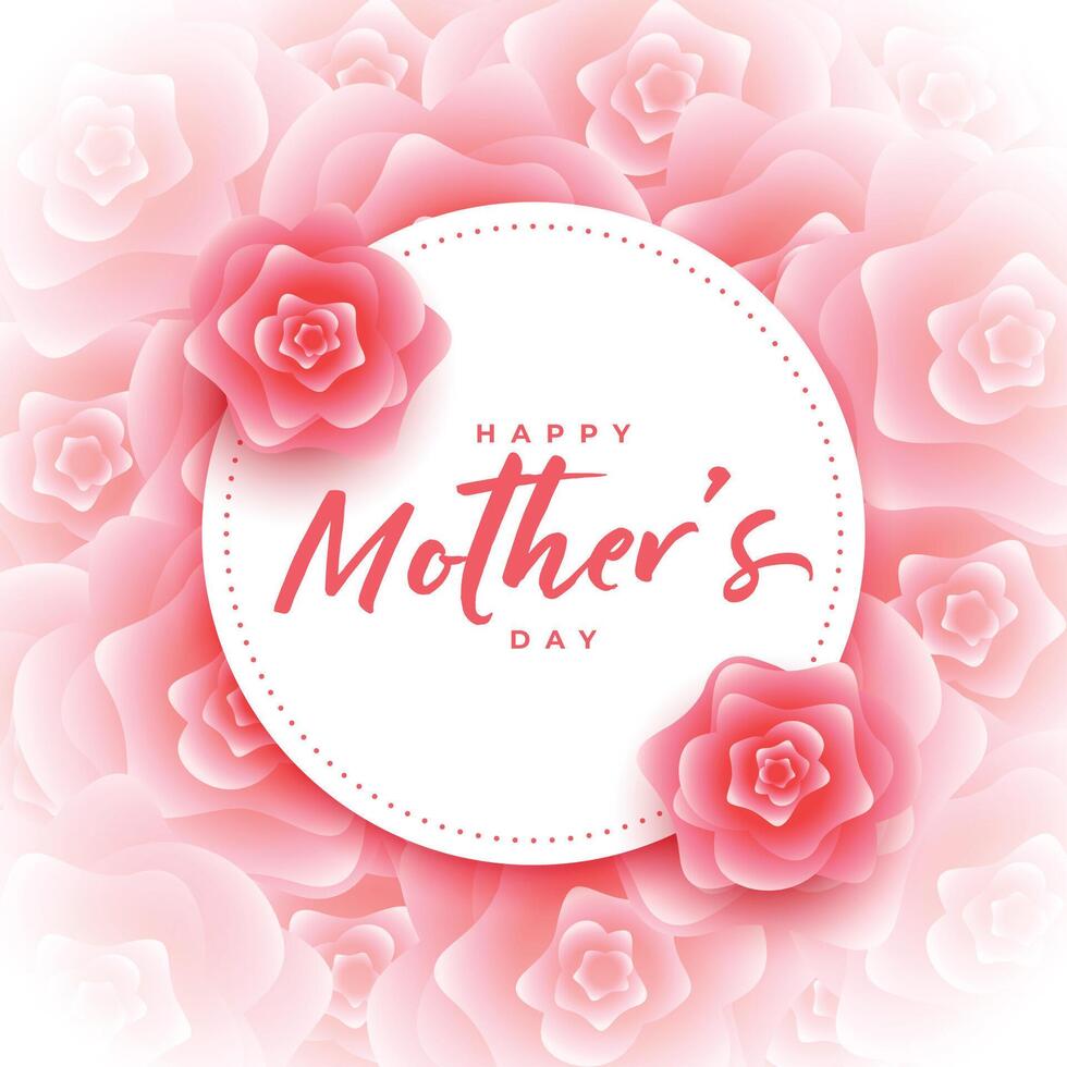 happy mother's day rose flower decorative card design vector