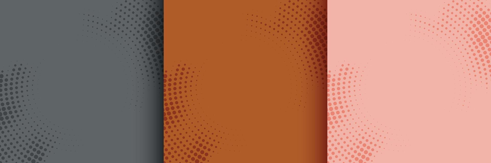 abstract circular halftone background set of three vector