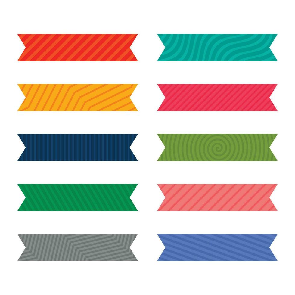 colorful adhesive pattern ribbon or tape set vector