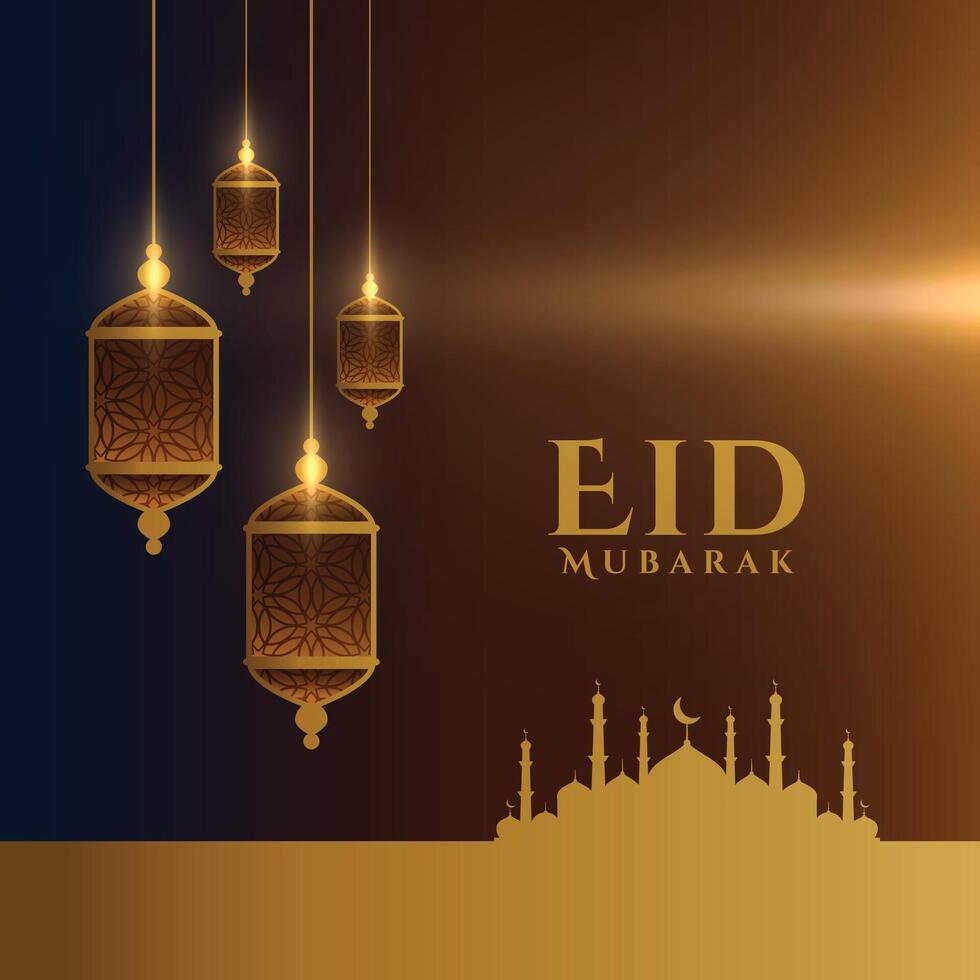 eid Mubarak deseos tarjeta elegante diseño vector