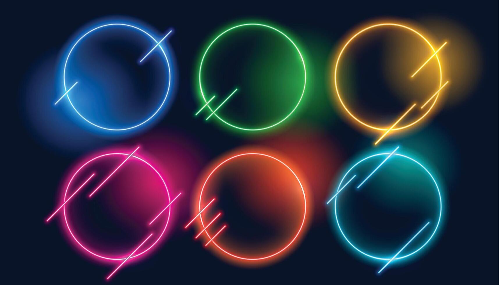 circle neon frames in many colors vector