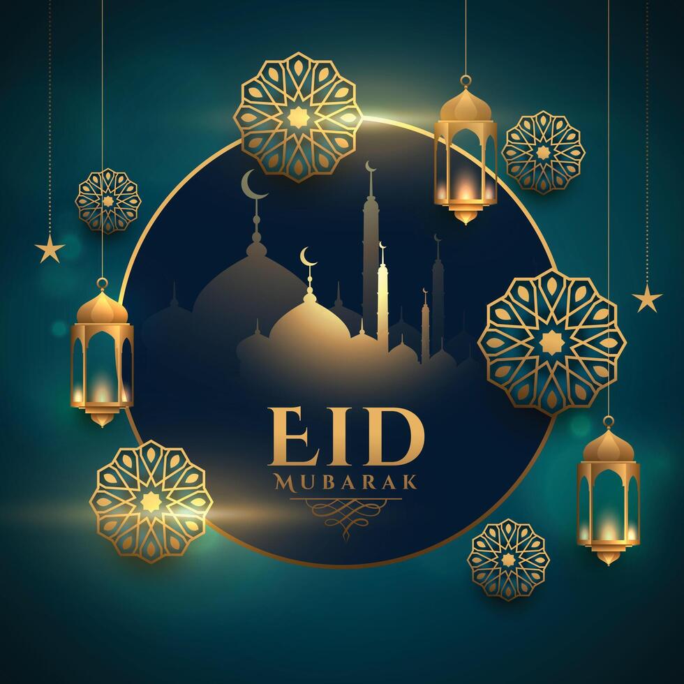 diseño de saludo islámico eid mubarak realista vector