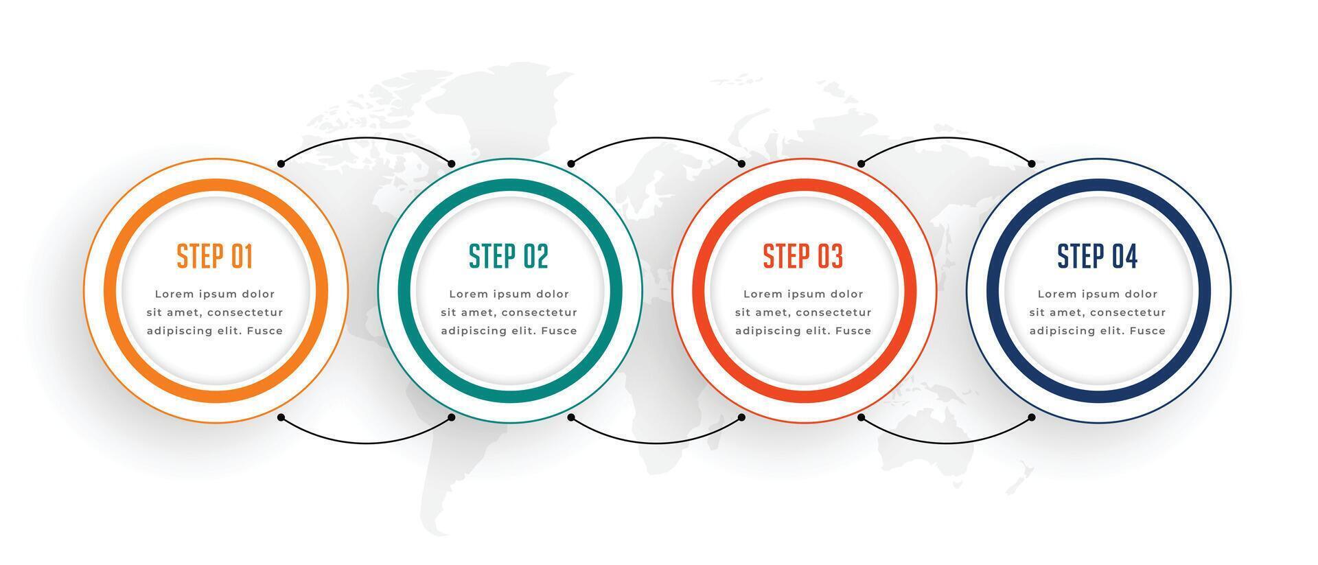 cuatro pasos negocio infografía en circular estilo vector