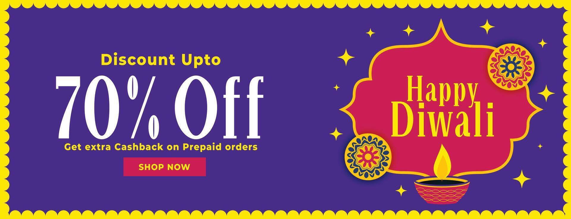 happy diwali offers banner with discount details vector