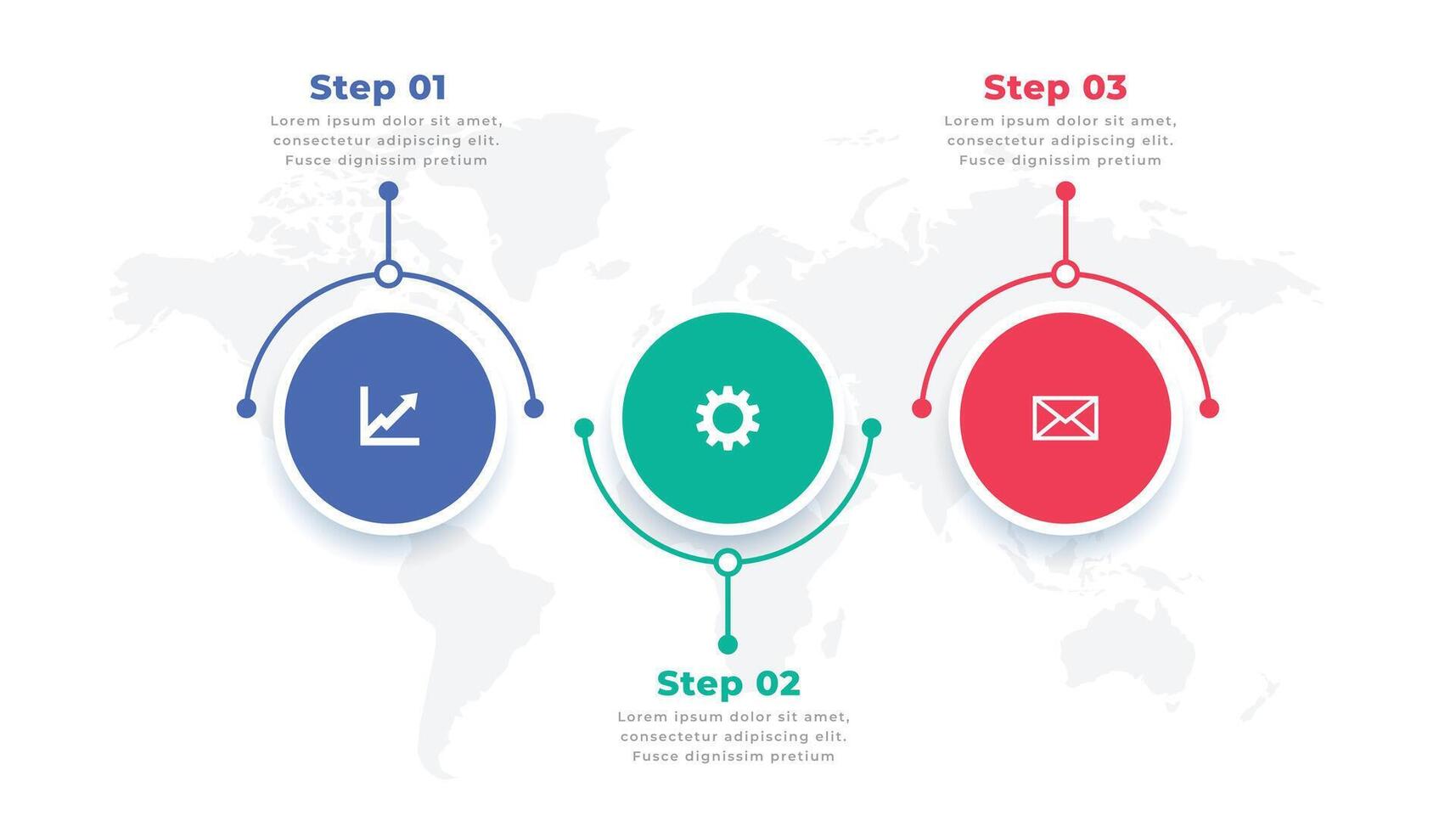 three steps modern infographic presentation template vector