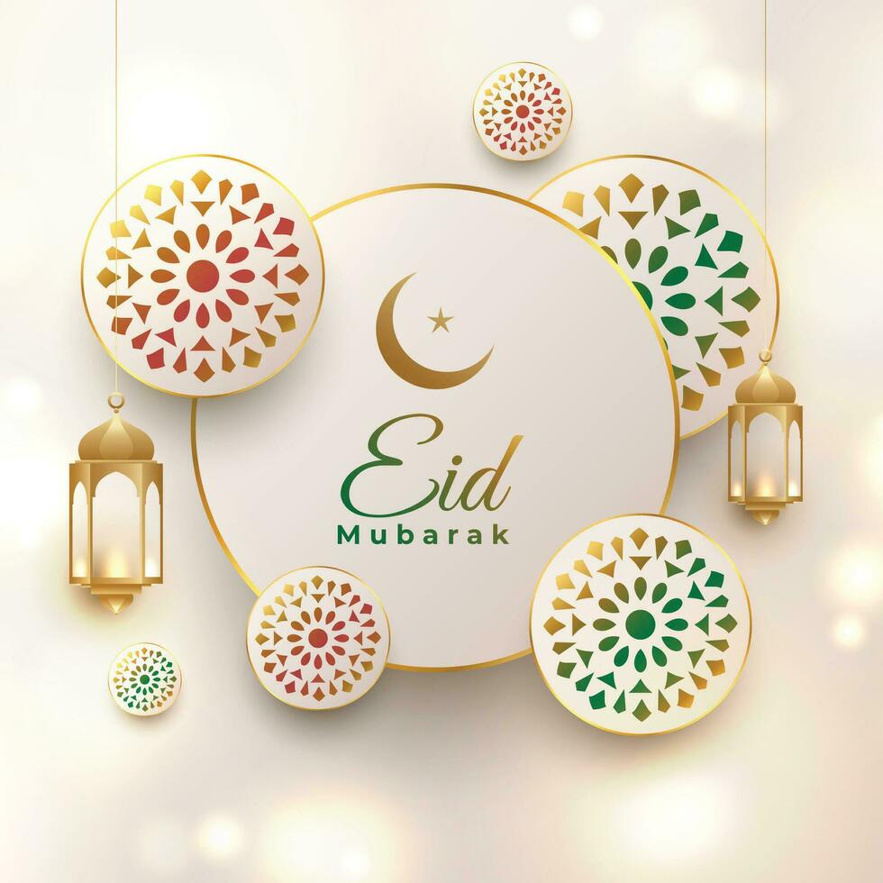 eid mubarak elegant decorative greeting design vector