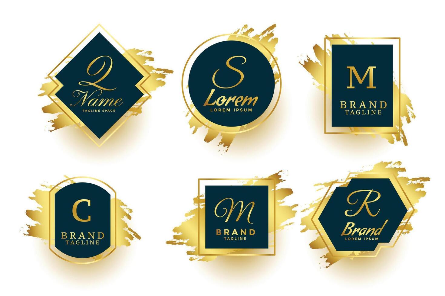 abstract golden monograms symbols or logotype frames collection vector