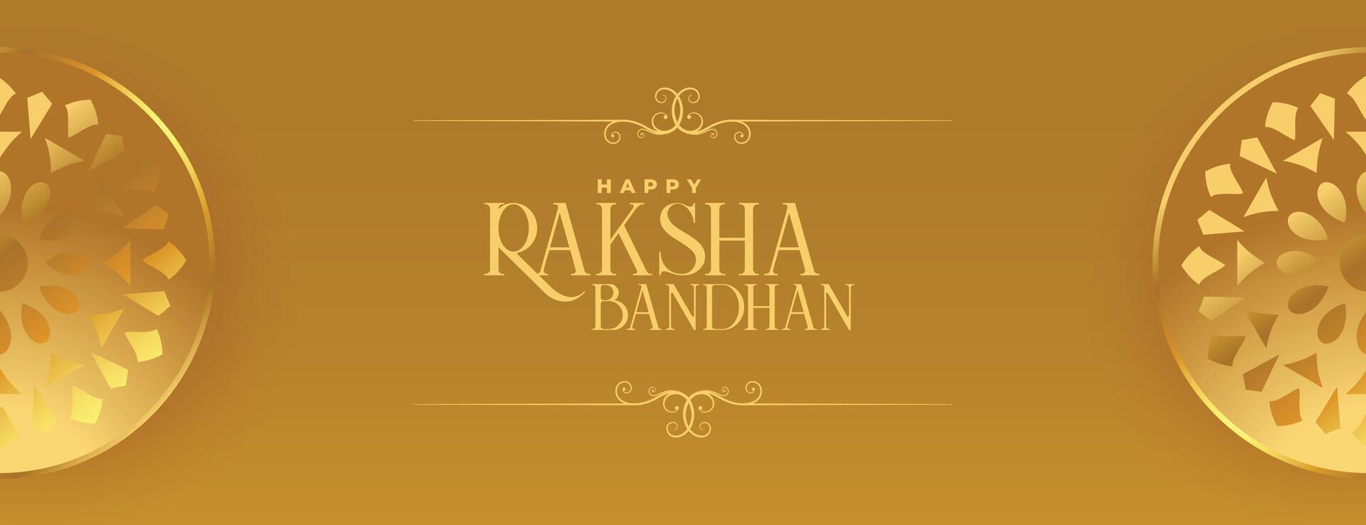 raksha Bandhan dorado bandera con decoración vector