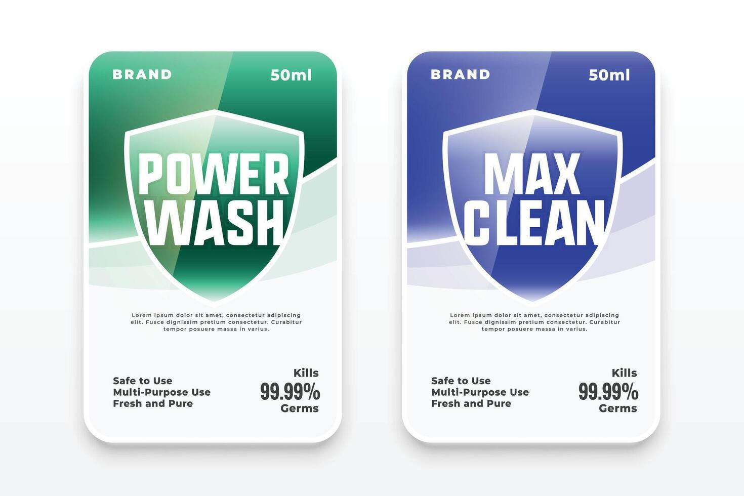 power detergent max clean label design vector