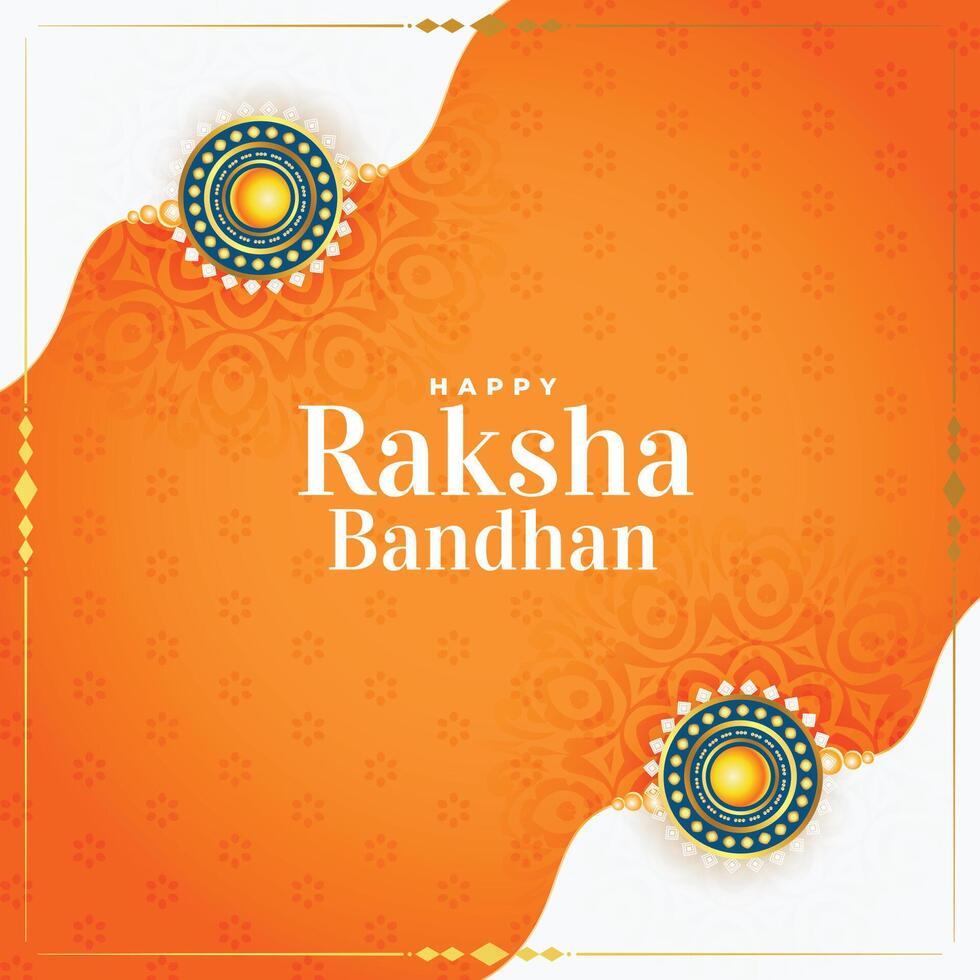 raksha Bandhan festival naranja saludo tarjeta diseño vector