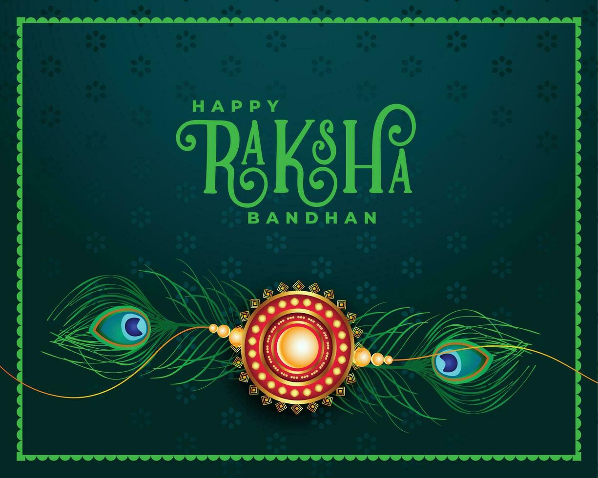 raksha bandhan background with rakhi and peacock feather vector