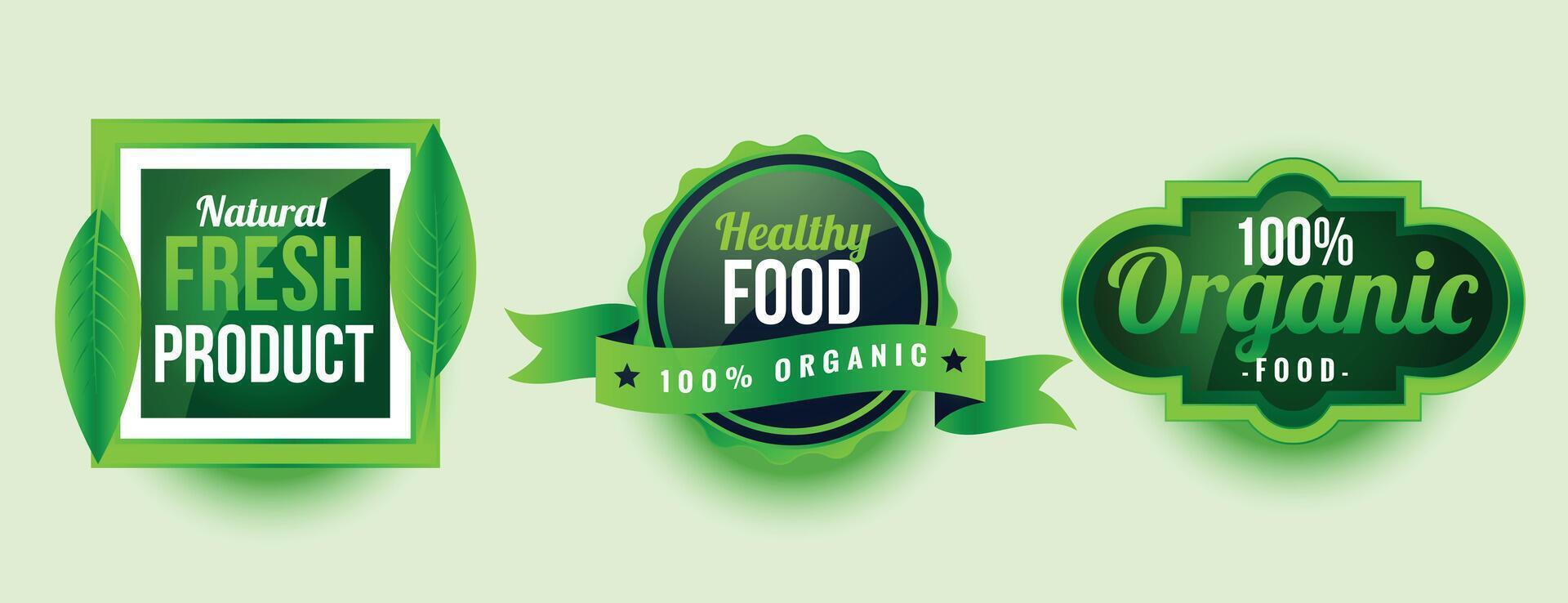 natural fresh healthy organic product labels design vector