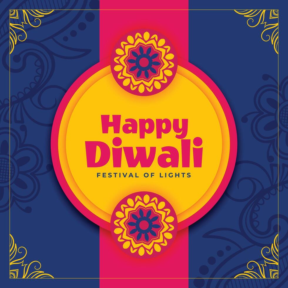 indio étnico estilo diwali festival tarjeta diseño vector