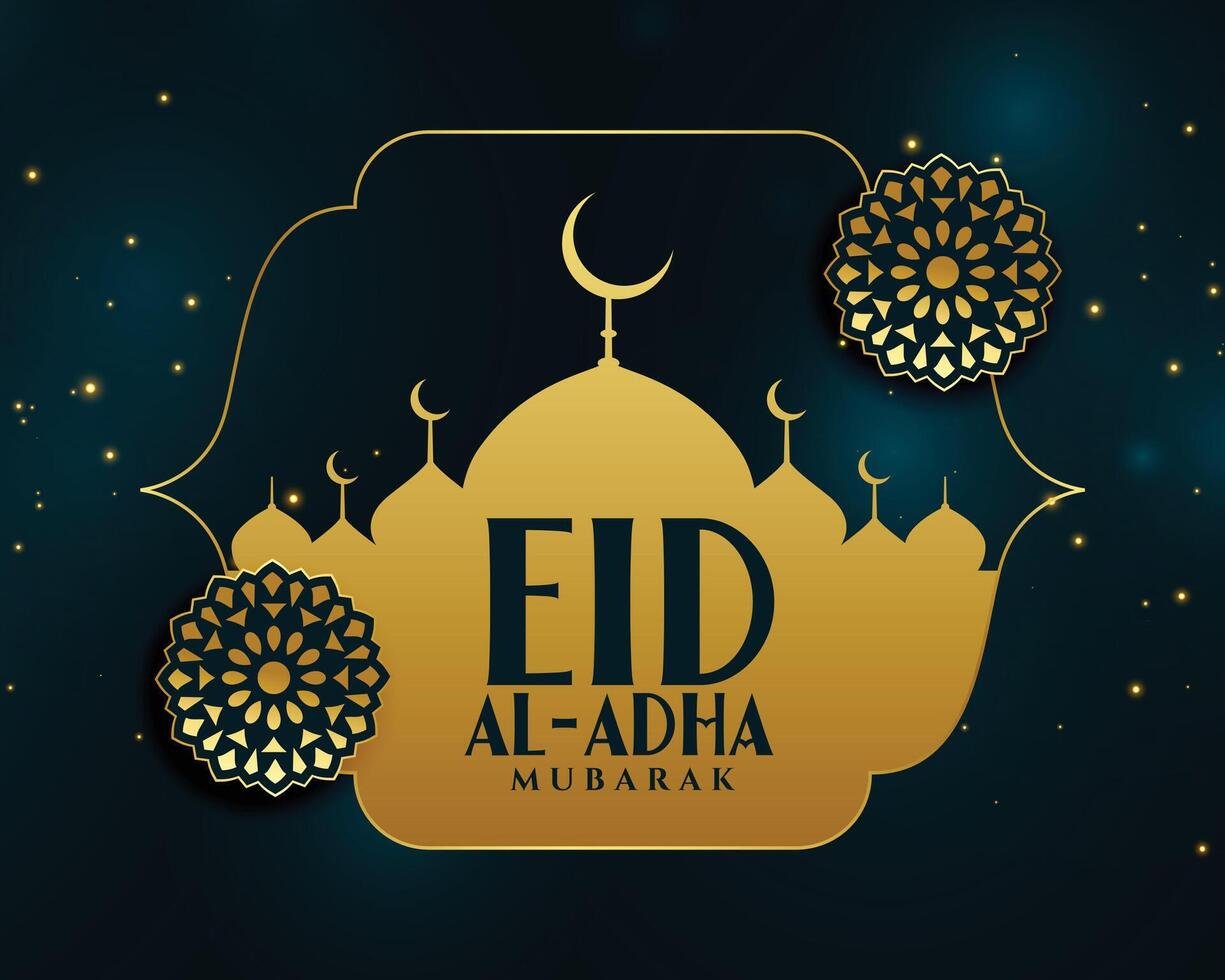 dorado eid Alabama adha decorativo islámico saludo vector