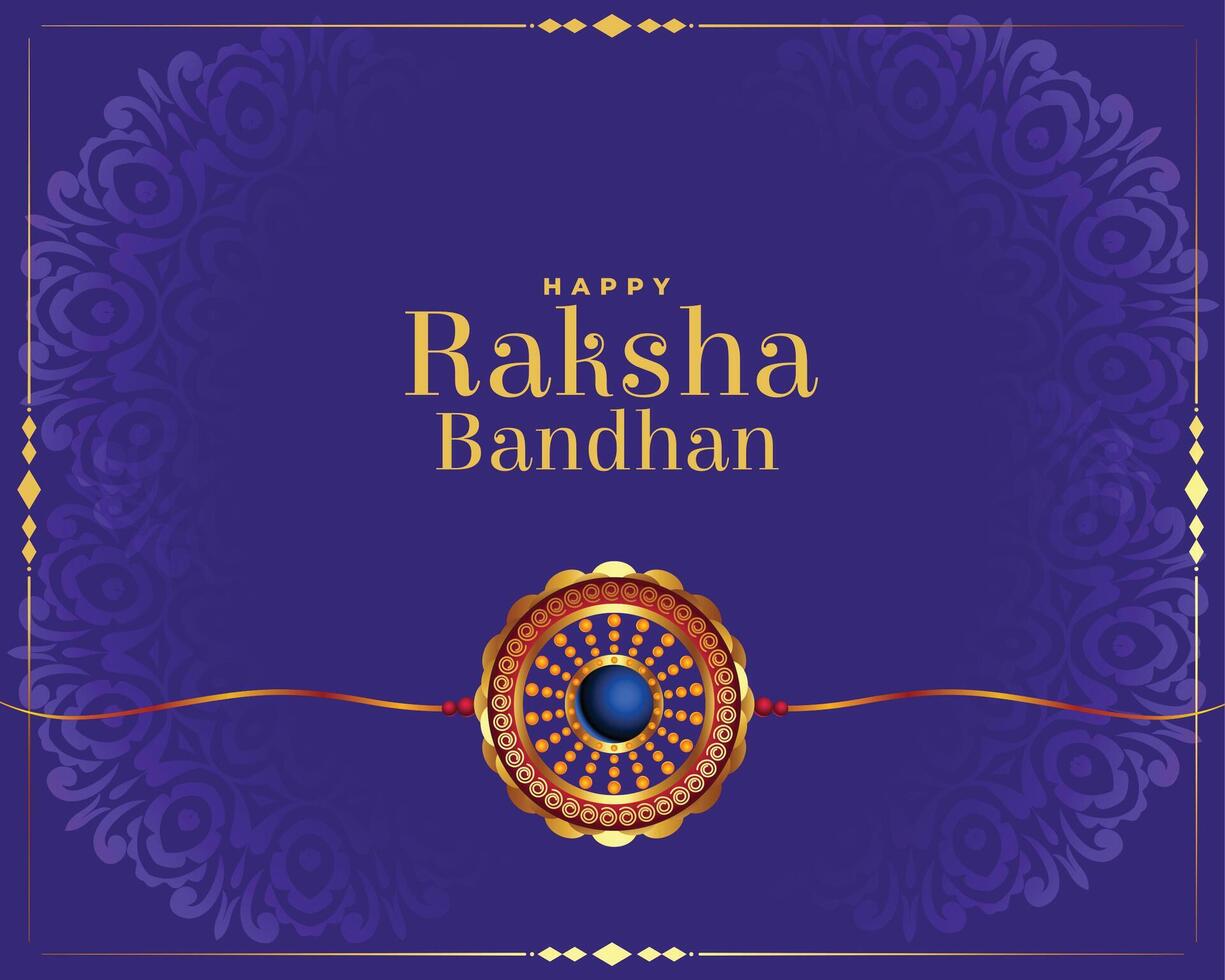 púrpura raksha Bandhan festival tarjeta con realista rakhi vector