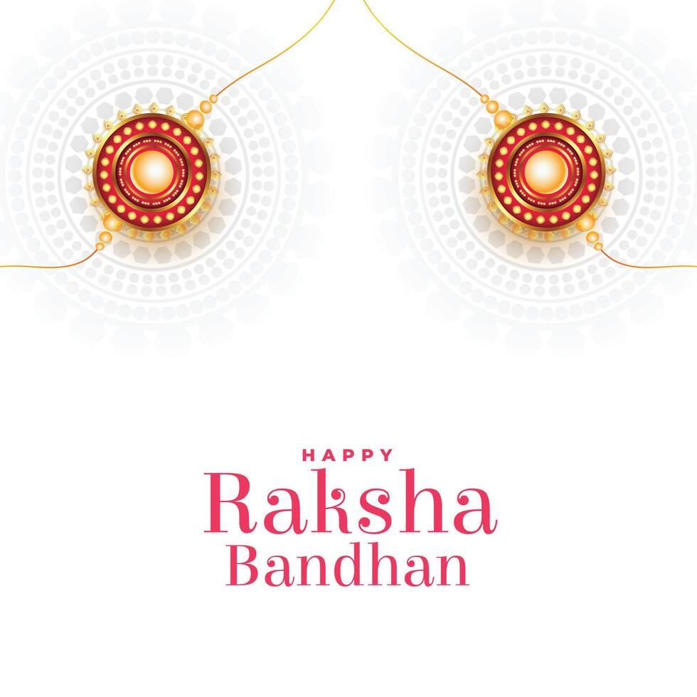 raksha Bandhan deseos tarjeta con rakhi en blanco antecedentes vector