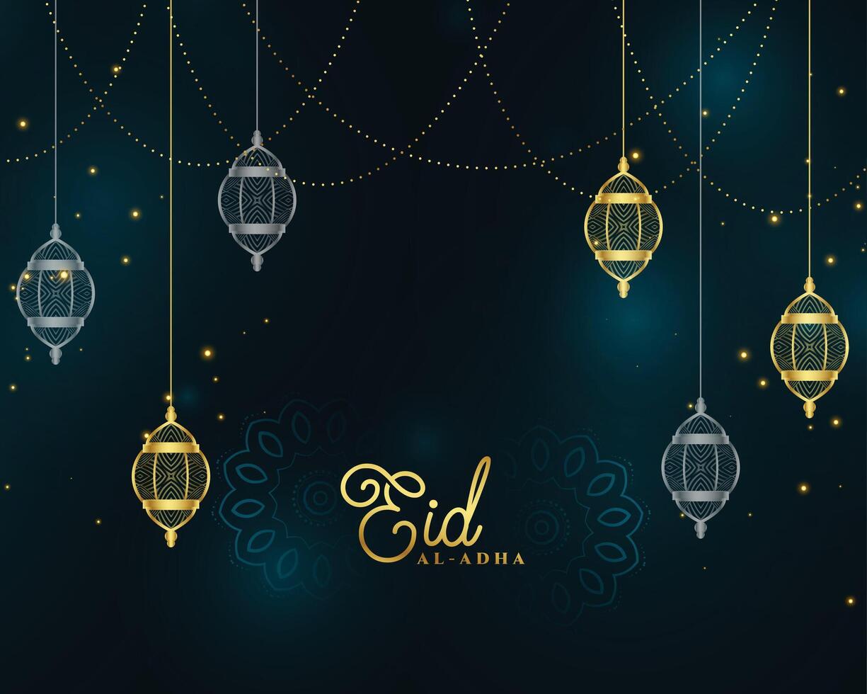 eid al adha islamic golden premium background vector