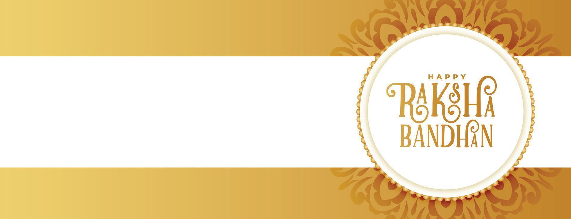 golden raksha bandhan ethnic banner design vector