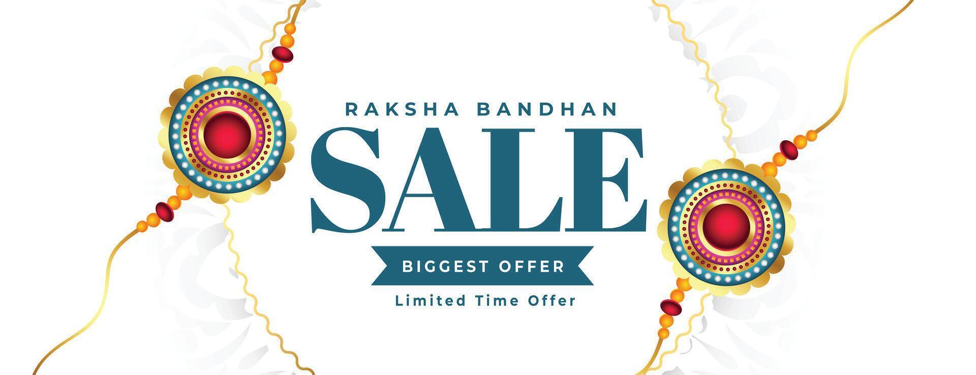 raksha bandhan white sale banner with rakhi vector