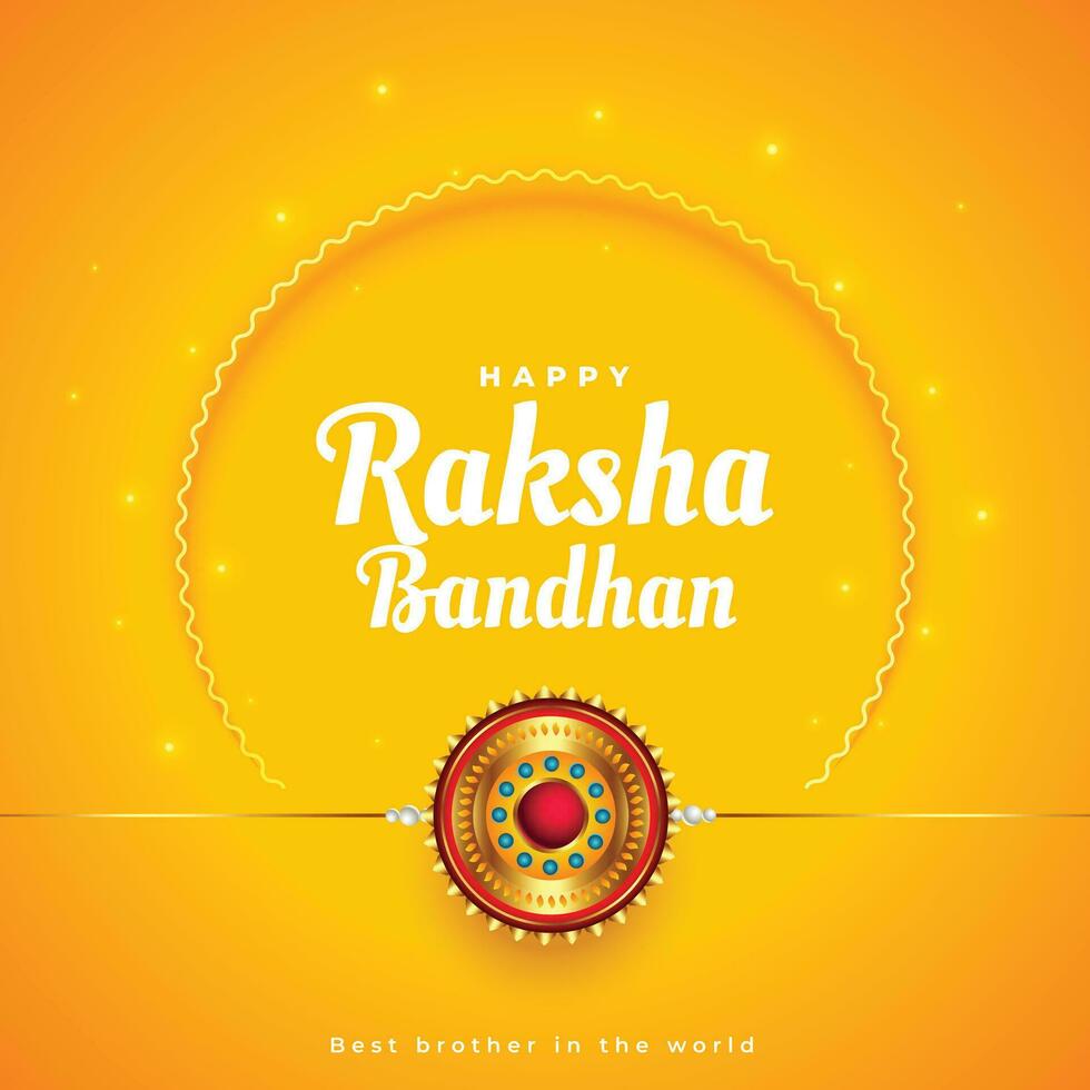 raksha bandhan traditional yellow greeting design vector