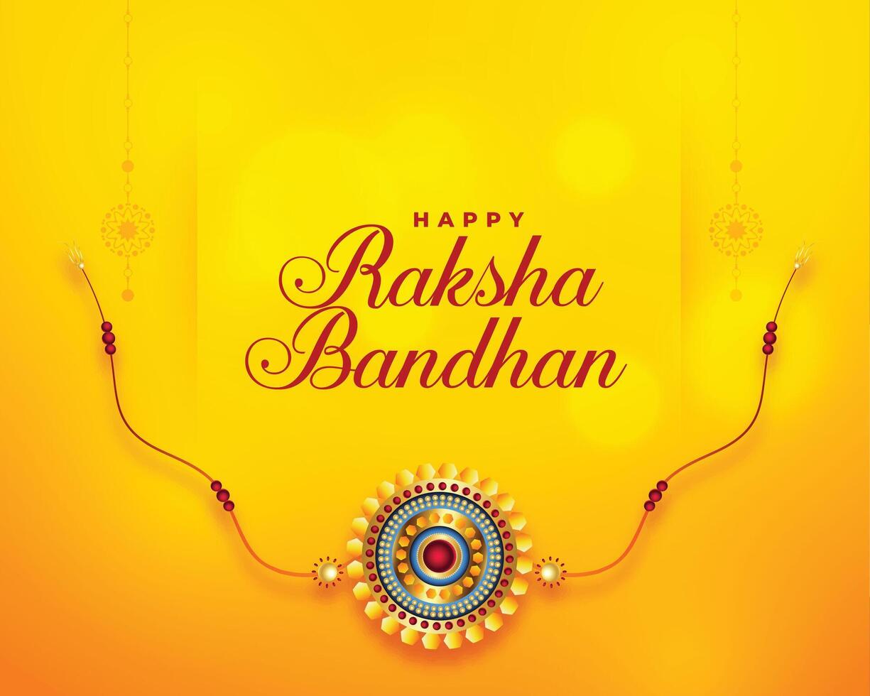 contento raksha Bandhan amarillo saludo tarjeta diseño vector