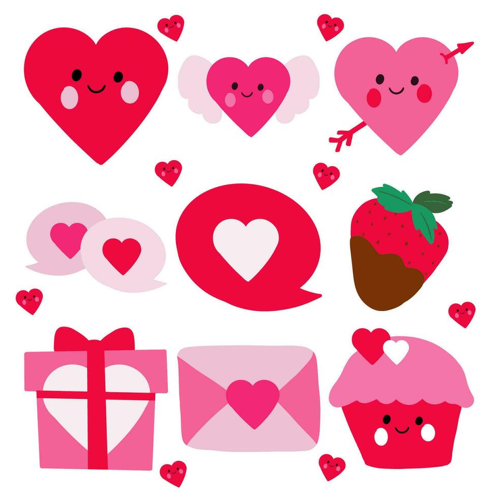 Hand-drawn Valentine's Day element collection vector