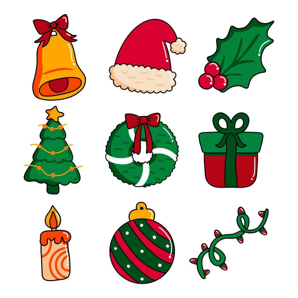 Hand-drawn Christmas illustration set vector