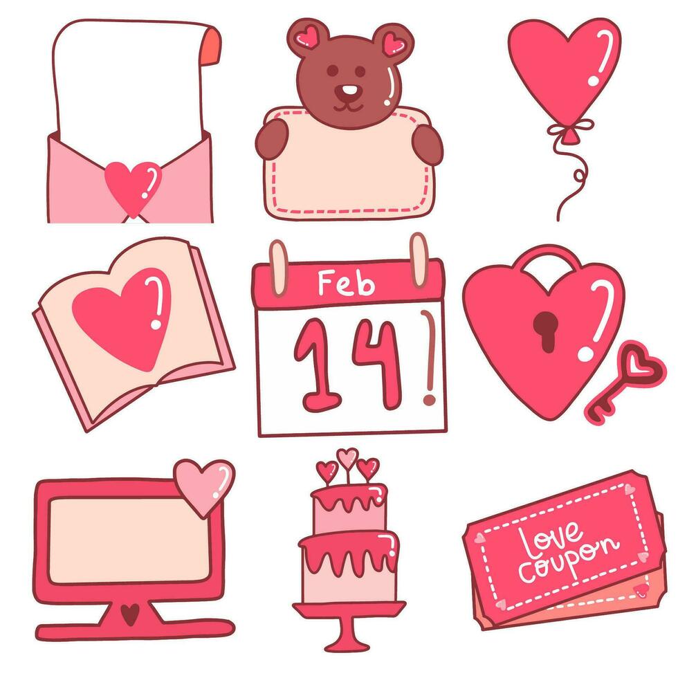 Hand-drawn Valentine's Day element collection vector