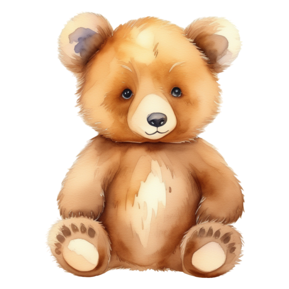 AI generated Cute teddy bear isolated watercolor illustration. png