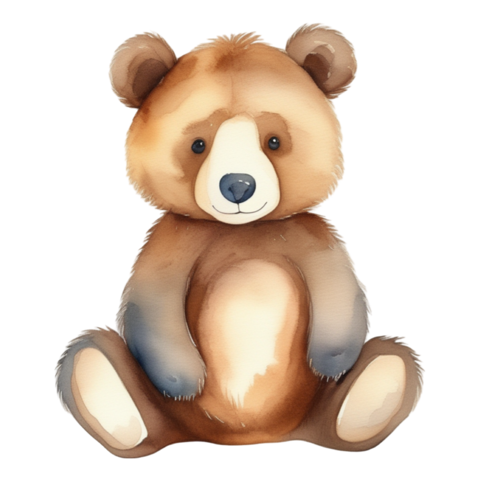 AI generated Cute teddy bear isolated watercolor illustration. png