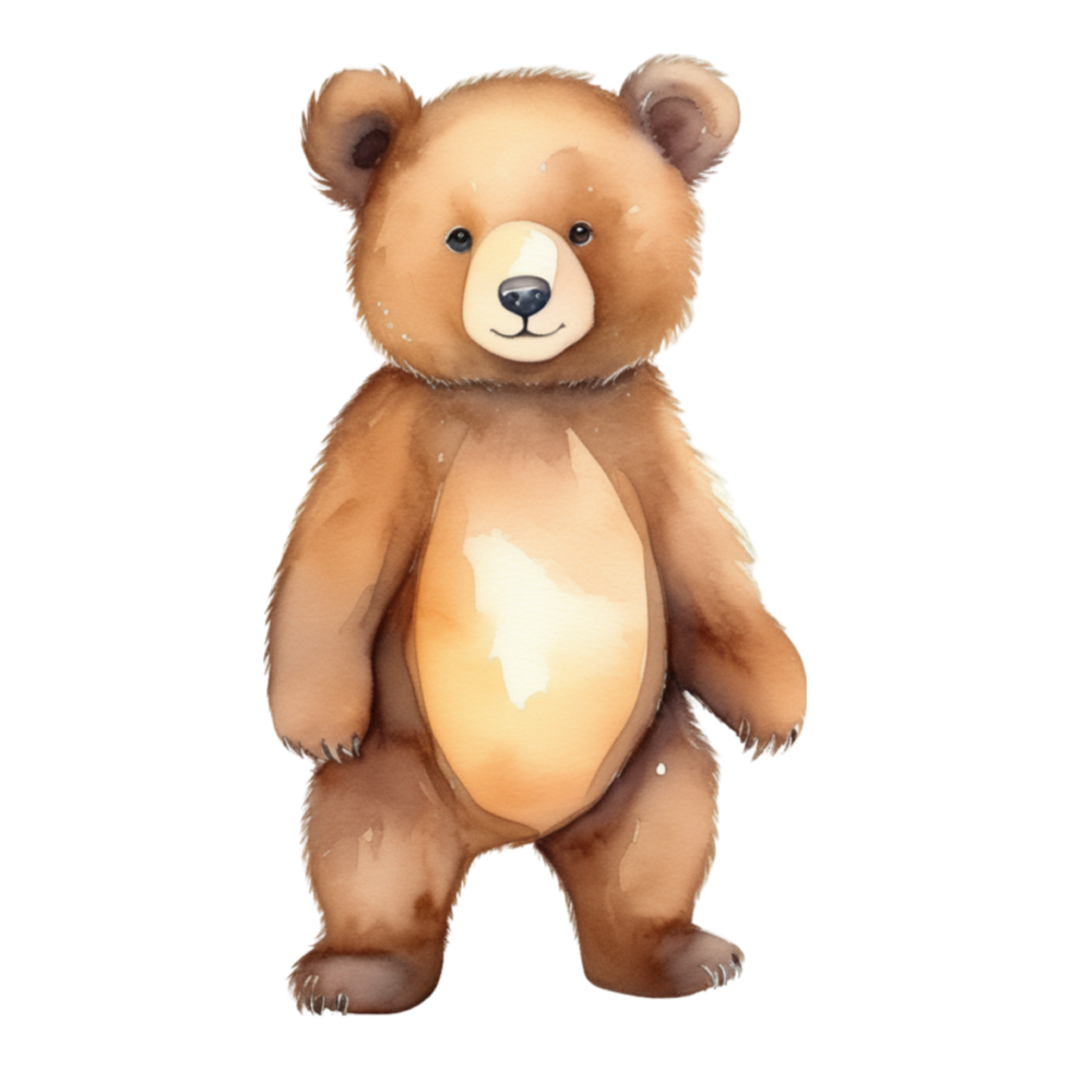 AI generated Cute teddy bear isolated watercolor illustration. png