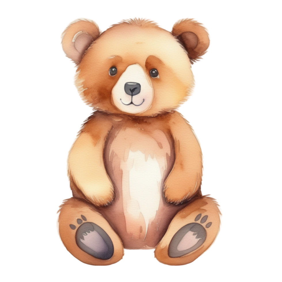 AI generated Cute teddy bear isolated watercolor illustration. png