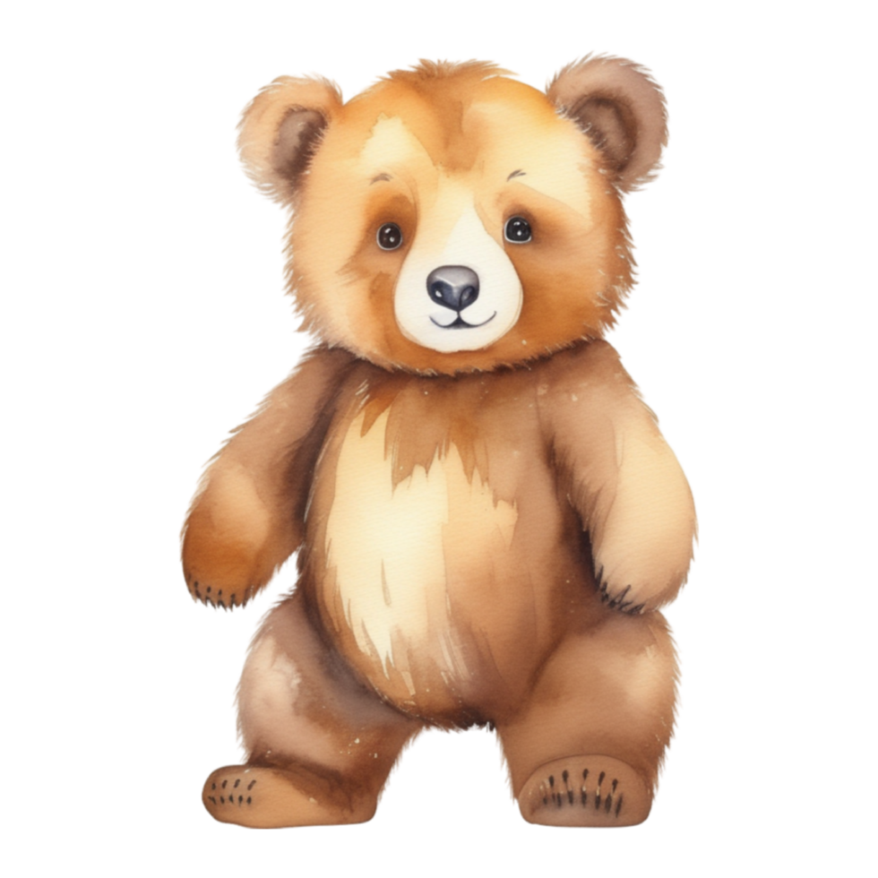 AI generated Cute teddy bear isolated watercolor illustration. png