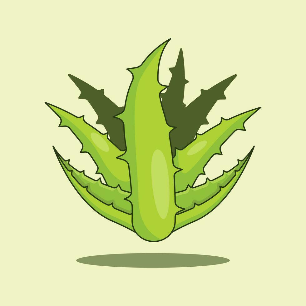 Aloe vera leaf cartoon vector illustration.